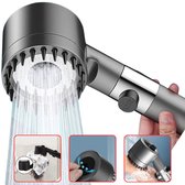 Pommeau de douche filtrant haute pression - 3 modes de jet réglables - Avec brosse de massage - Robinet pluie - Accessoires de salle de bain - Grijs