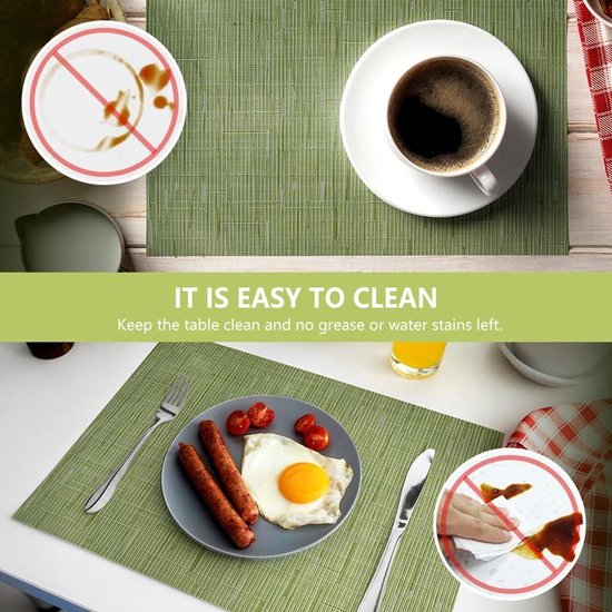 AUAUY Tafelmatten set van 4, faux linnen wasbare placemats, dubbelzijdig verkrijgbaar, antislip, hittebestendige tafelplacemats voor keuken, eetkamer, restaurant, placemats voor tafel, 30 x 45 cm