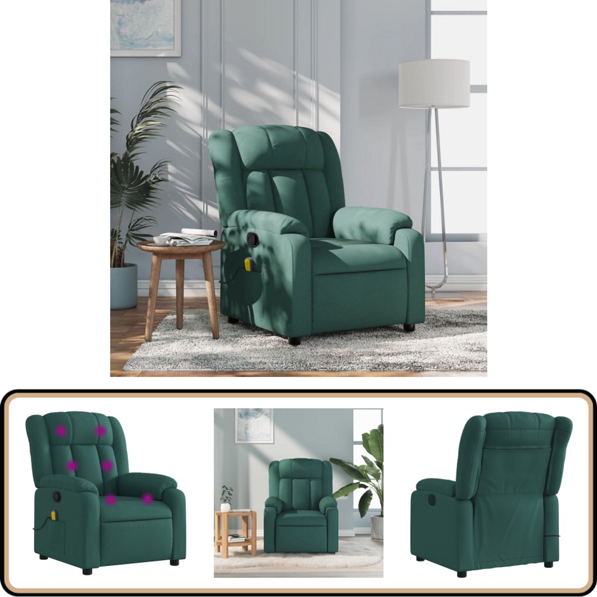 vidaXL Massagestoel Donkergroen Verstelbaar Ergonomisch