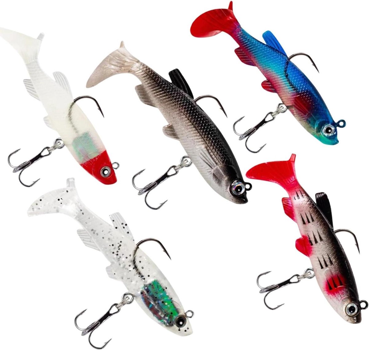Rubberen vissen snoekbaars kunstaas set van 5 stuks - Bionic visaas zacht kunstaas voor forel snoekbaars baars (85 cm 13 g)
