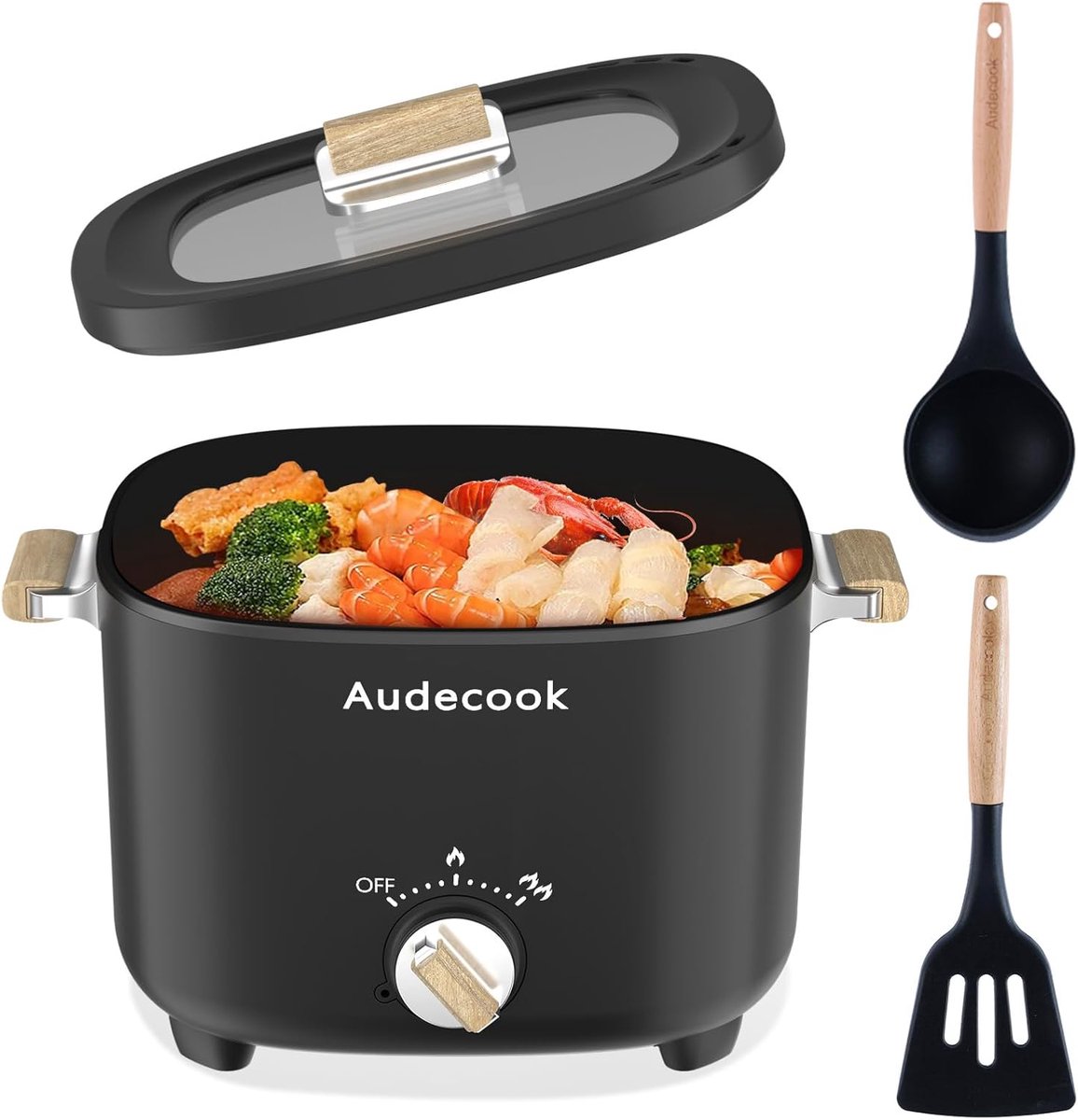 Elektrische Hot Pot met Keramische Antiaanbaklaag - Draagbare Multicooker voor Ramen, Biefstuk, Ei en Meer