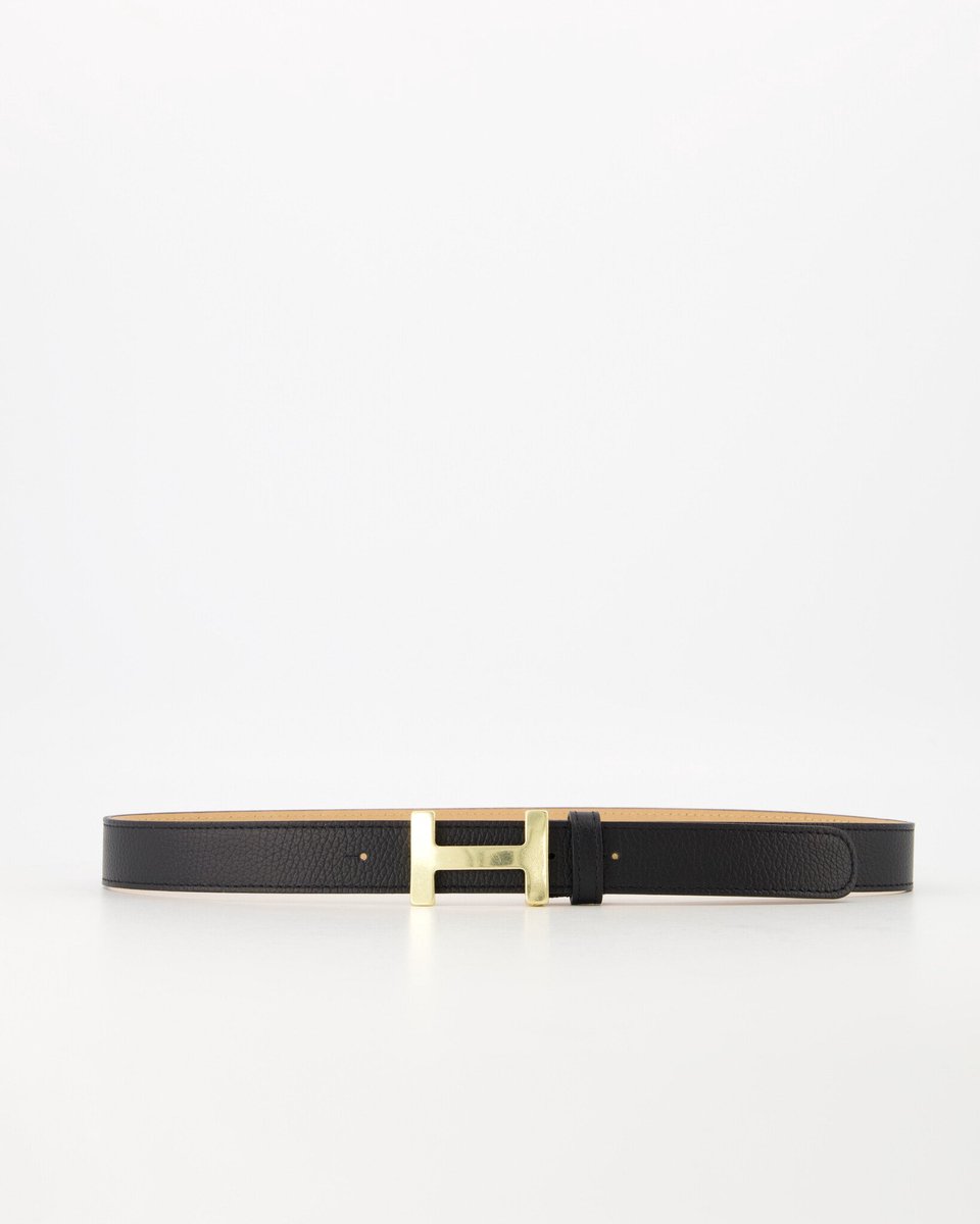 Teatro riem - Hera Small - genuine leer - Classic Grain - Riem met gesp - Zwart - Goudkleurig - size 75