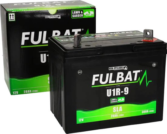 Zwarte Fulbat U1R-9 SLA accu met verpakking, 12V, 28Ah, 300A CCA.
