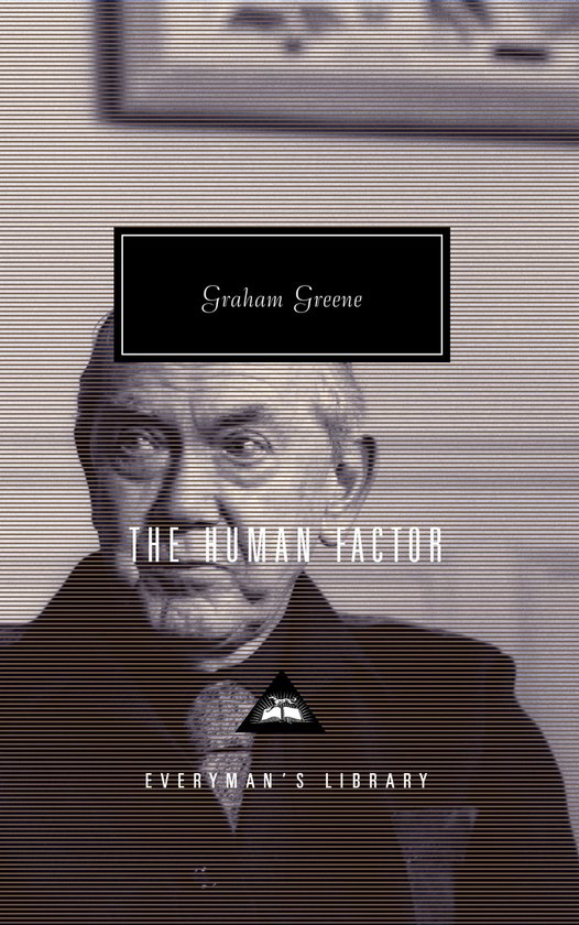 Graham Greene's 'The Human Factor', met een portret van een man op de voorkant.