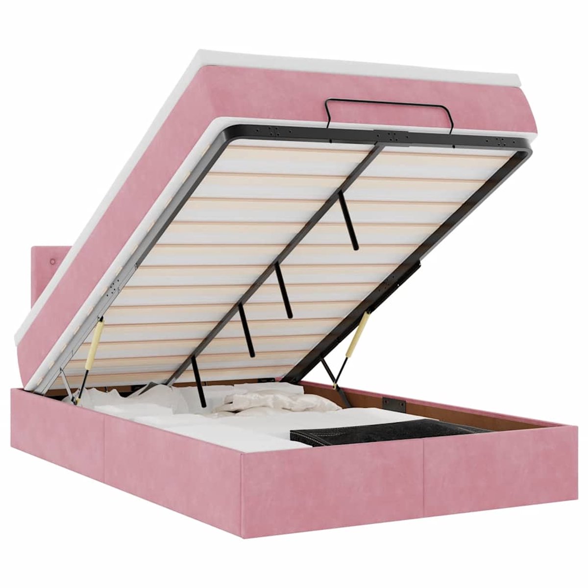 vidaXL - Ottoman - bed - met - matras - 120x200cm - fluweel - roze
