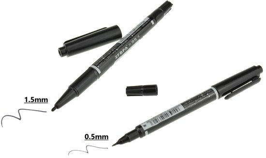 Zwarte Stift | Dubbelzijdig | Permanent | Marker | Zwart