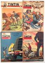 Tintin (Kuifje) Bladen - Franstalig - 4 Stuks