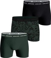 Bol.com Björn Borg Cotton Stretch Boxershort Heren Vaderdag Cadeau - Zwart/Groen - 3 stuks - Heren onderbroeken - Boxer - Maat L aanbieding