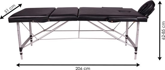 Alora Massagetafel Relax Budget 3 zones - Inklapbaar - Max. Draagvermogen 250 KG - 8 Hoogtestanden - Behandelbank - Behandeltafel - Incl. Opbergtas - Massage tafel bed
