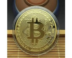 CHPN - Bitcoin munt in hoesje - Bitcoin - Coin - Coin liefhebber - Cadeau - Goudkleurig - Fysieke crypto - Cryptocurrency - In een transparant hoesje