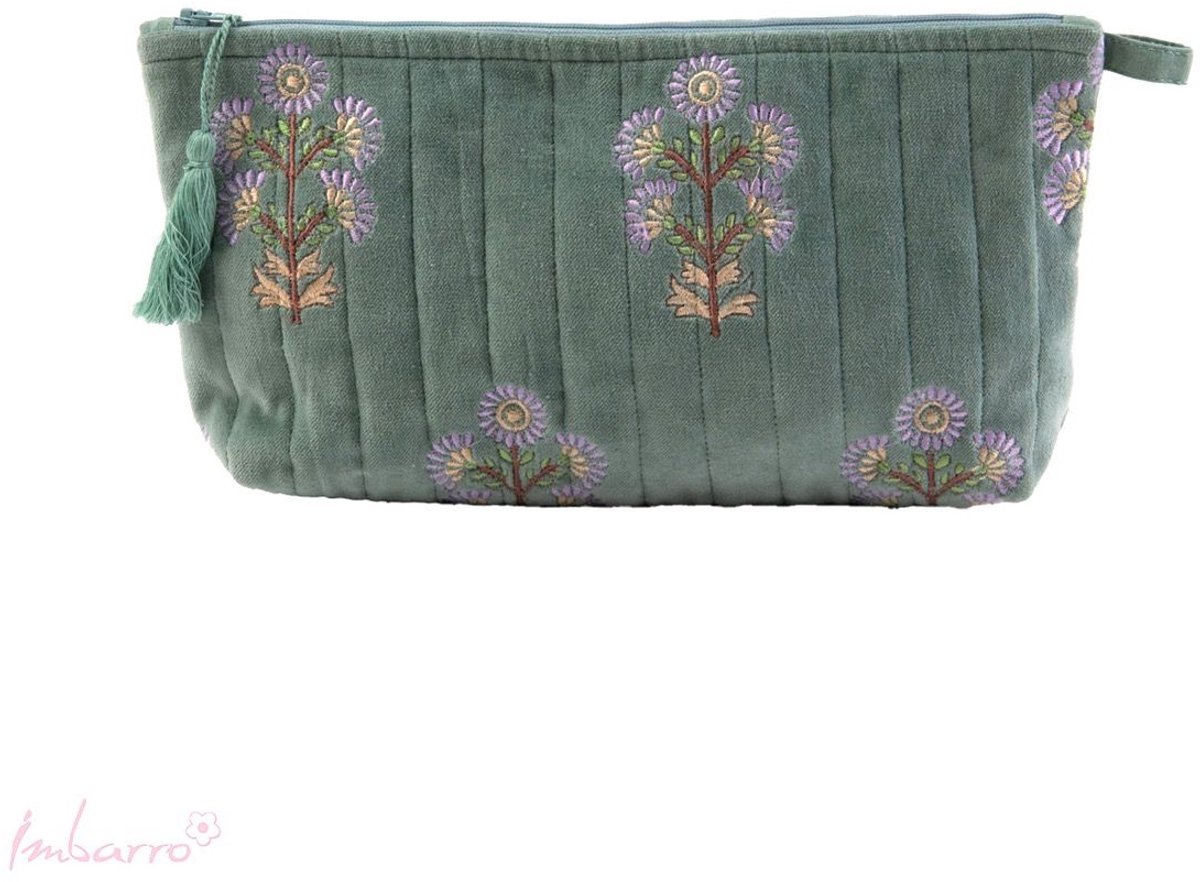 Imbarro - Pouch - Toilettas - Beautybag - Fleurville - Velvet - 18x30cm