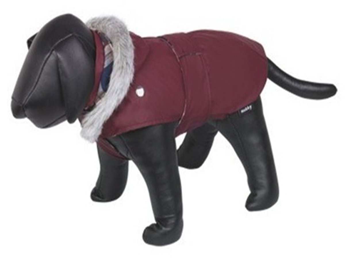 duvo regenjas voor honden maat 44 cm marian bordeau met uitneembare onderjas en afneembare kap -