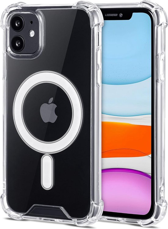 Casemania Hoesje Geschikt voor Apple iPhone 11 - Transparant - Anti Shock Back Cover - Geschikt voor Magsafe
