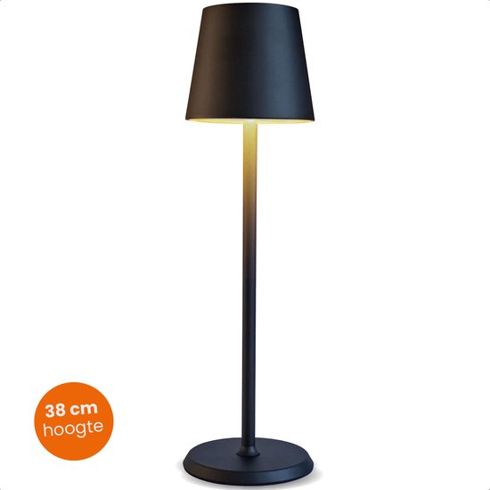 Goliving Tafellamp Oplaadbaar – Draadloos en dimbaar – Moderne touch lamp – Nachtlamp Slaapkamer – 38 cm – Zwart