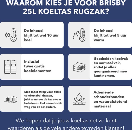 Brisby 4 Laags Geïsoleerde Koeltas Rugzak - 25 Liter - Met handige vakken voor Bestek en Essentials - Waterafstotend Materiaal - Blauw / 25 Liter - Blauw van Brisby — afbeelding 5