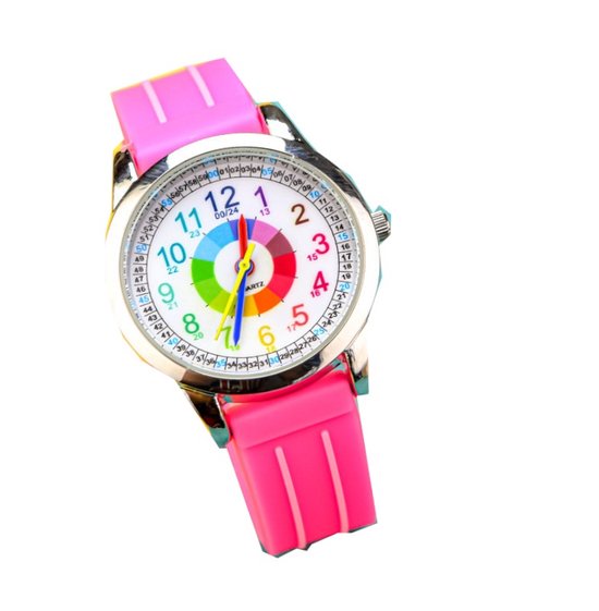 Roze Kinderhorloge met Analoge Wijzers