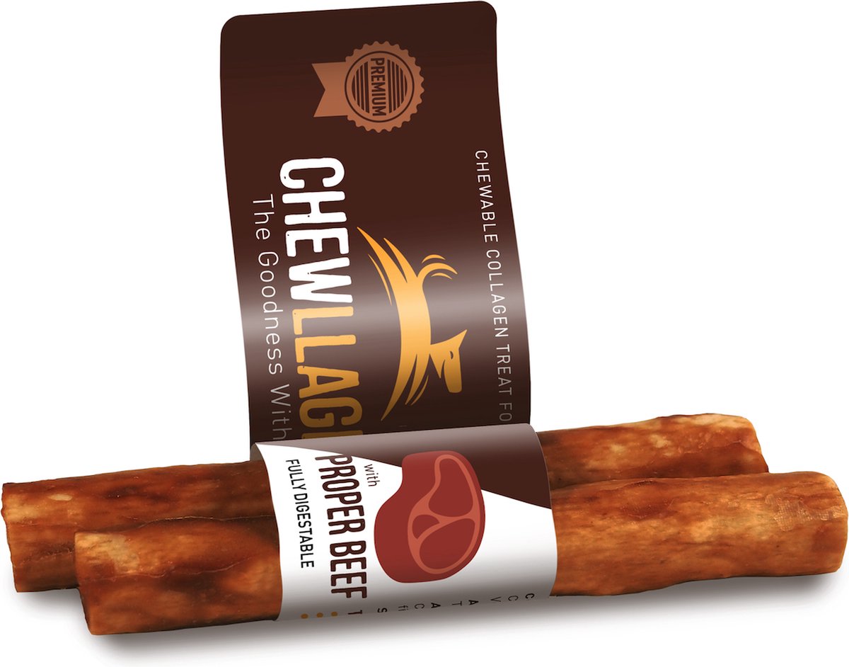 Chewllagen Hondensnacks – Collageen Kauwsticks Rund – 4x 5 Inch – 100% Natuurlijk – Voor Huid & Gewrichten