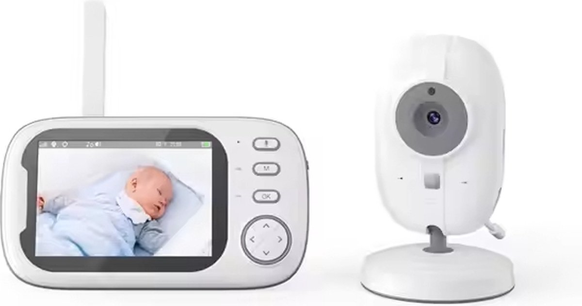 Babyfoon met Camera & Monitor - 360° Rotatie, Nightvision, 2-Way Talk, Temperatuurmeter & 8 Slaapliedjes - Veiligheid en Comfort voor Jouw Baby!