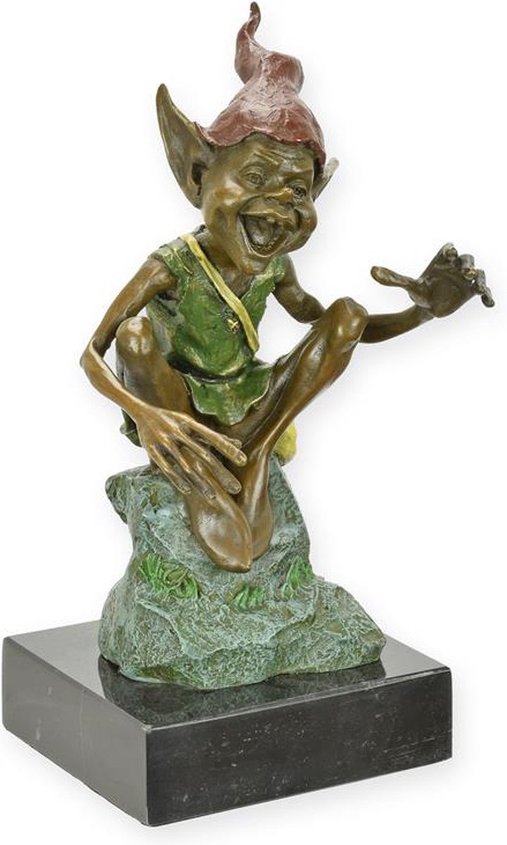 Rustende kobold - Bronzen beeld - sculptuur - 21,5 cm hoog