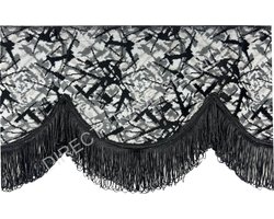 Raamband Deense pluche grijs 12 CM hoog met zwarte franjes, inclusief Velcro voor vrachtwagen, tractor, bestelbus, sprinter, caravan, truck, enz