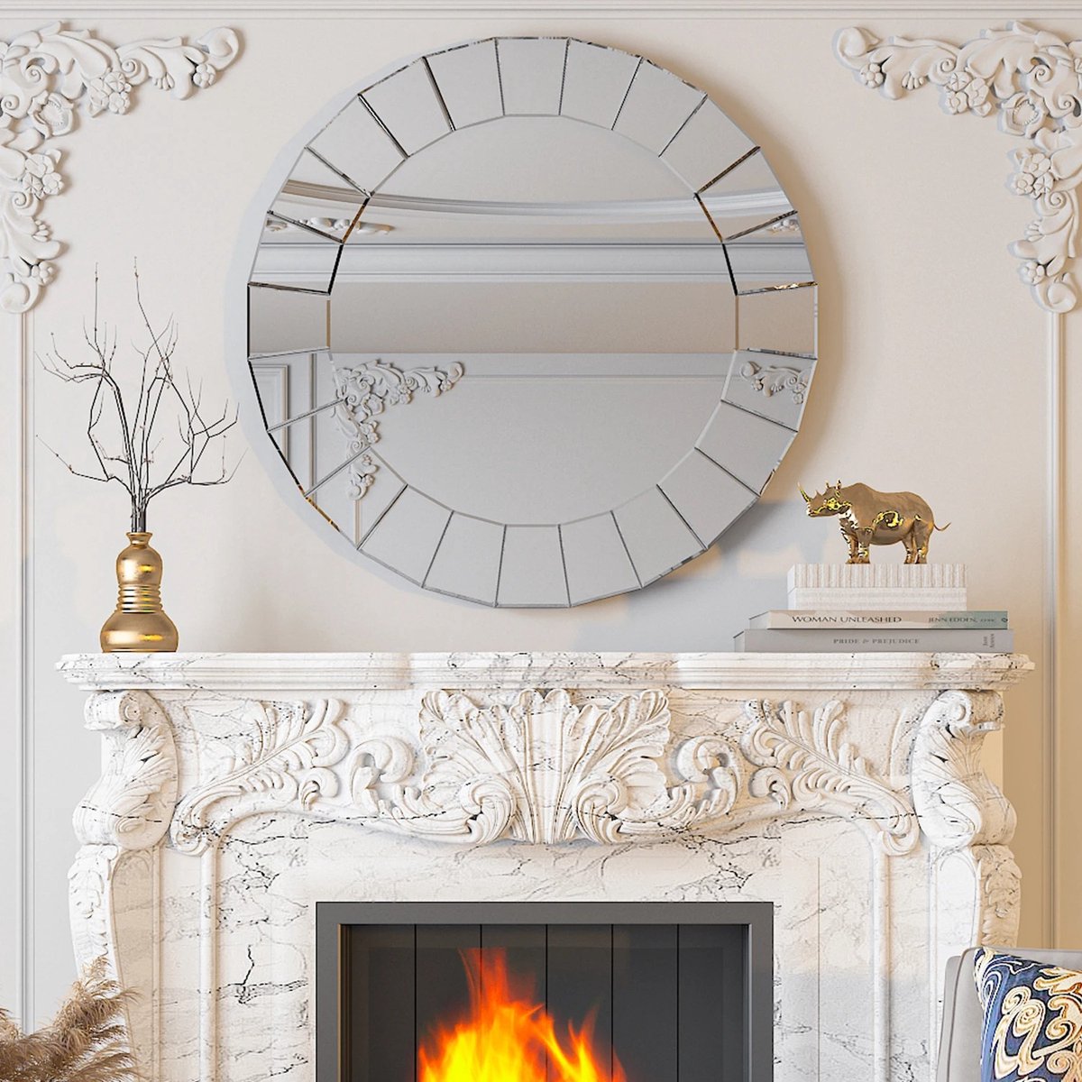 Gran Vida® - Luxe Wandspiegel - Ronde - Zilveren Afwerking - 80,5 cm