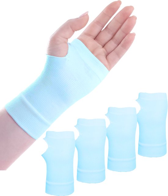 U Fit One Pols Compressie Sleeve - 4 Stuks - Polsbandage - Wrist Support - Compressie Handschoen - RSI - Ondersteuning & Versteviging - Licht Blauw