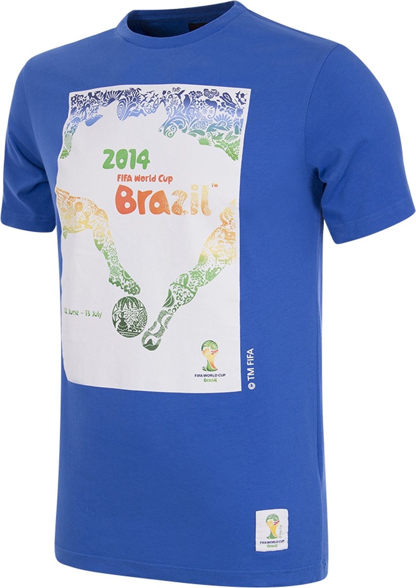 COPA - Brazilië 2014 WK Poster T-Shirt - Heren - Blauw - S