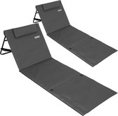 Bol.com Detex Set 2x Opvouwbare Strandmat - Rugleuning Kussen Draagriem - Antraciet aanbieding