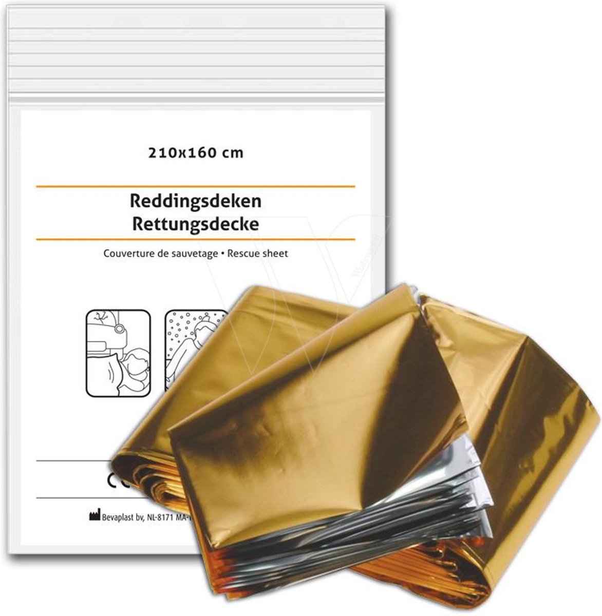Nooddeken 10 stuks - Reddingsdeken 160x210 - Bevaplast Isolatiedeken Goud Zilver - Noodpakket
