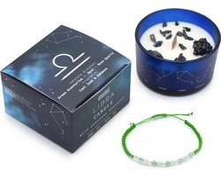 Zodiac kristallen kaars met edelsteen armband - weegschaal - sterrenbeeld kaars - libra