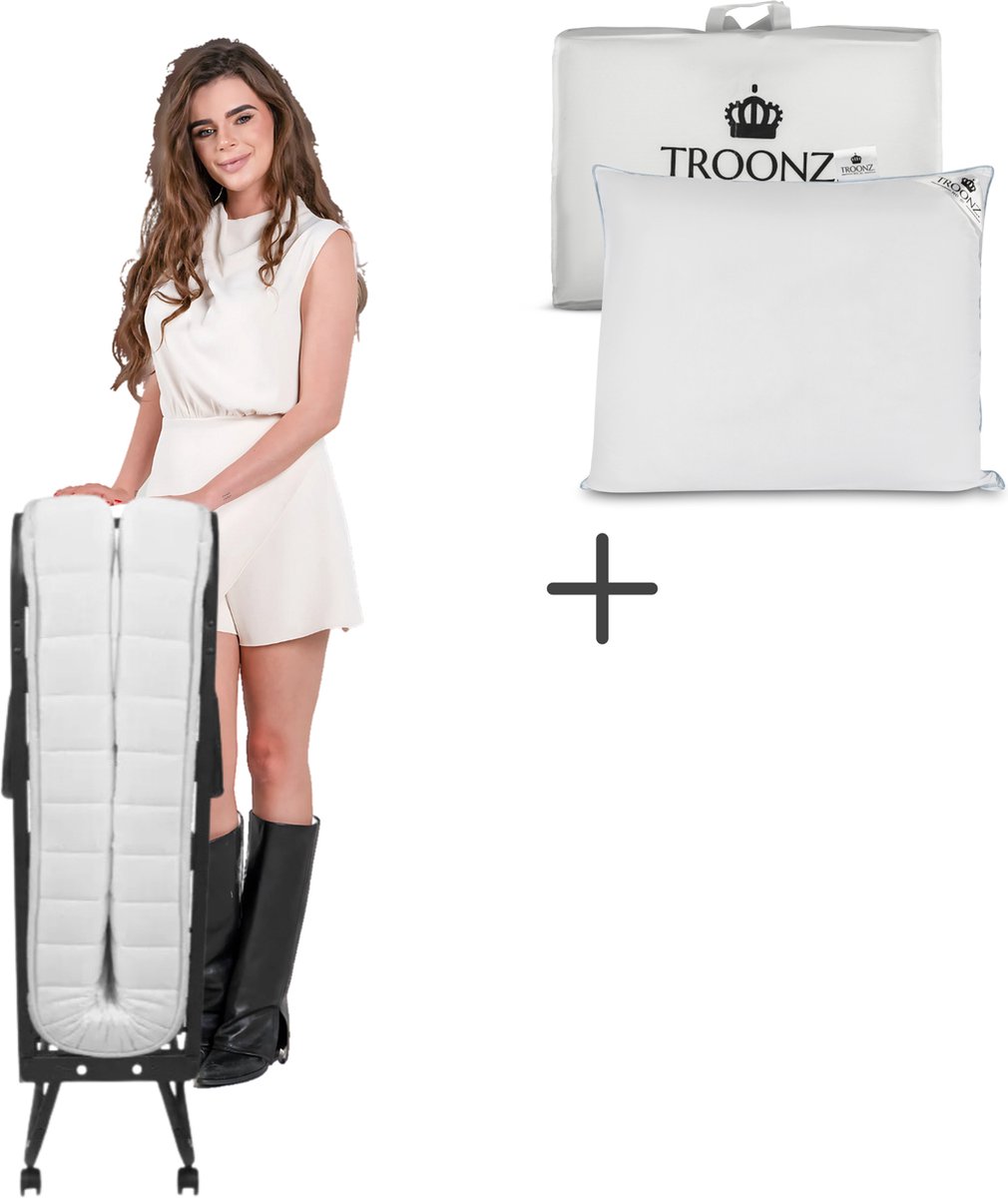 Troonz® Opklapbed Verona 90x200 cm - Logeerbed met Ergonomisch Matras van 11cm - incl. Hoofdkussen - Lattenbodem