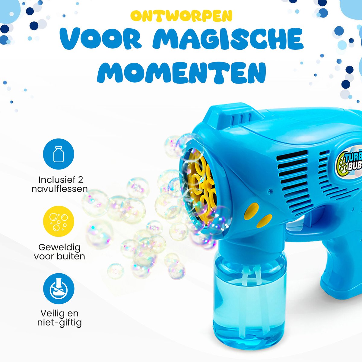 CosmoToys Bellenblaas Pistool – 2 STUKS – Bellenblaasmachine – Speelgoed voor Onderweg - Navulling – Uitdeelcadeaus – Blauw en Roze — afbeelding 9