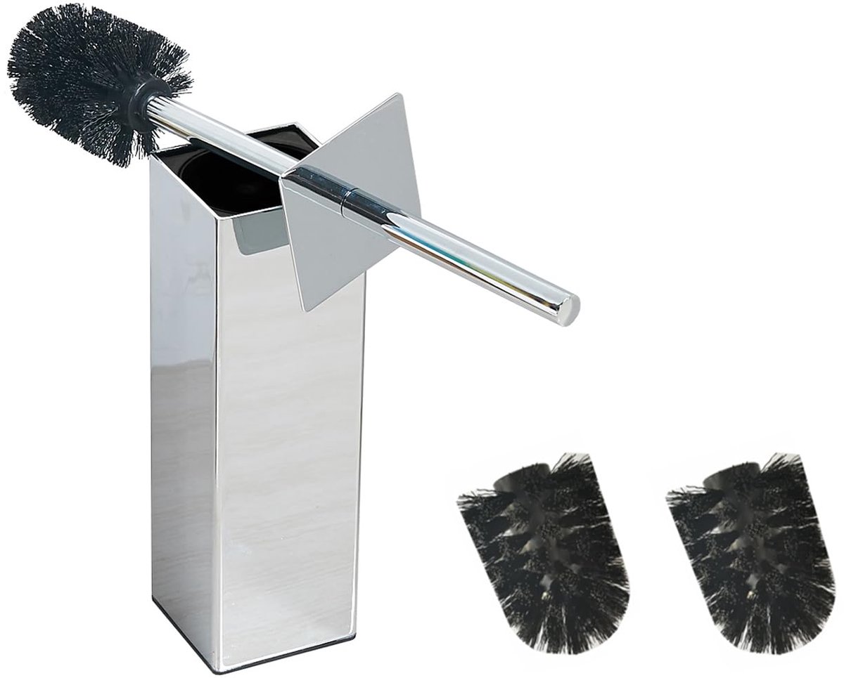 My Ninki ® Roestvrijstalen Vierkante Vrijstaande Toiletborstelhouder voor Stijlvolle Badkamerinrichting en Hotelgebruik