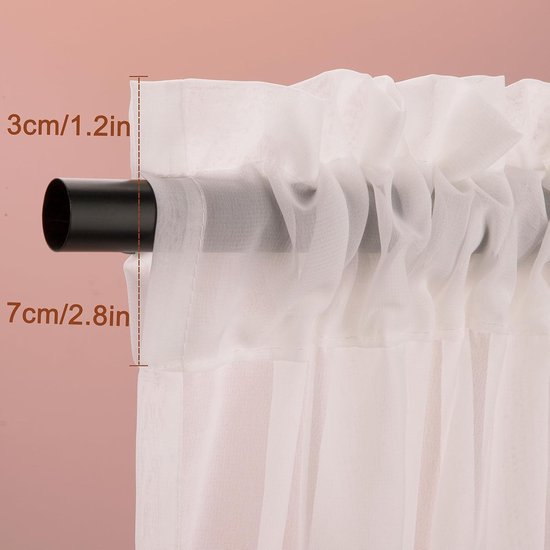 WhizNook 2 Stuks Vitrage, 63.5Bx91.5H(cm) Bistrogordijn, Witte Kleine Gordijnen, Halftransparant Gordijn, Keukengordijnen, Kleine Raamgordijnen, Voile Gordijnen, voor Keuken Woonkamer Landhuis