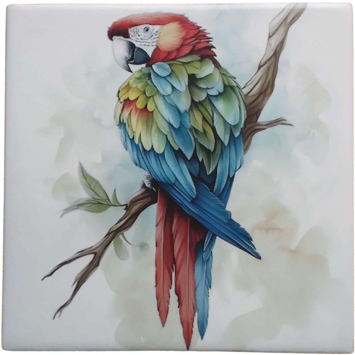 MadDeco Nederlands fabrikaat Bontgekleurde Ara op tegel Fries Witje 13 x 13 cm per tegel