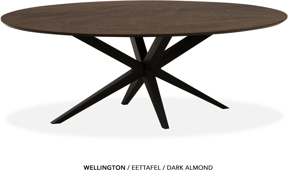 Maxfurn Ovale eettafel 200x102cm met verjongde rand | Zeer krasvast | Kleur: Dark almond