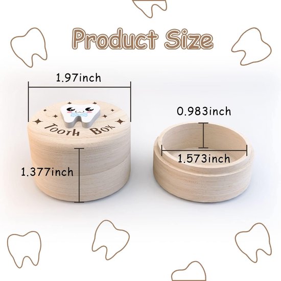 Tandendoosje-tandendoosje jongens-Kraamcadeau-Baby cadeau-tandendoosje meisjes-Inclusief 1 kleine tang-tandendoosie hout-Sectie A van Merkloos — afbeelding 3