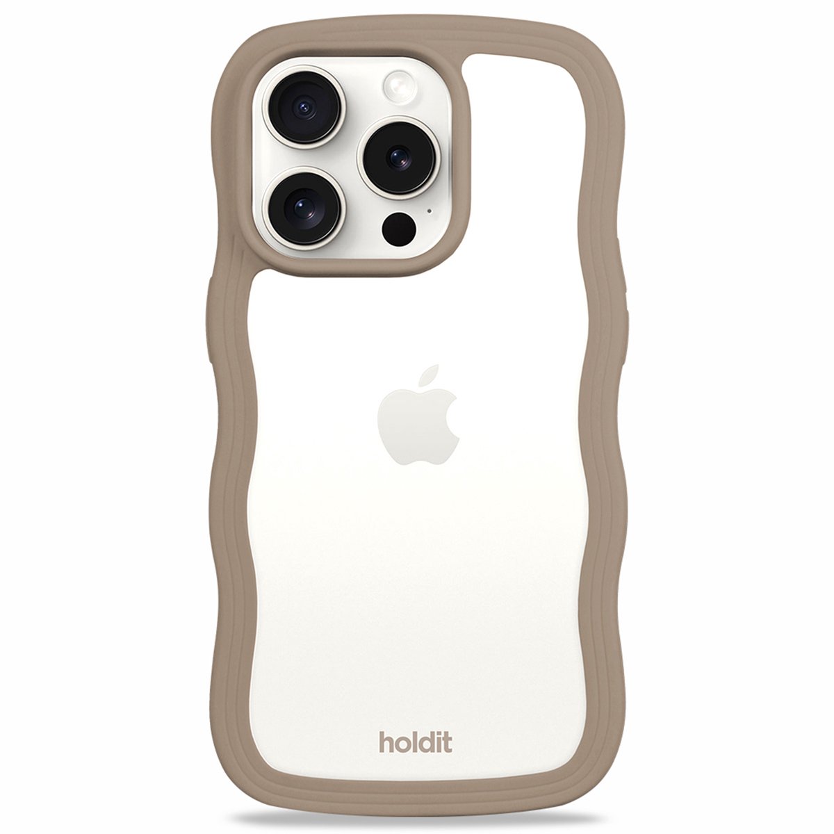 Holdit Wavy Case geschikt voor Apple iPhone 15 Pro - Mocha Brown / Transparent