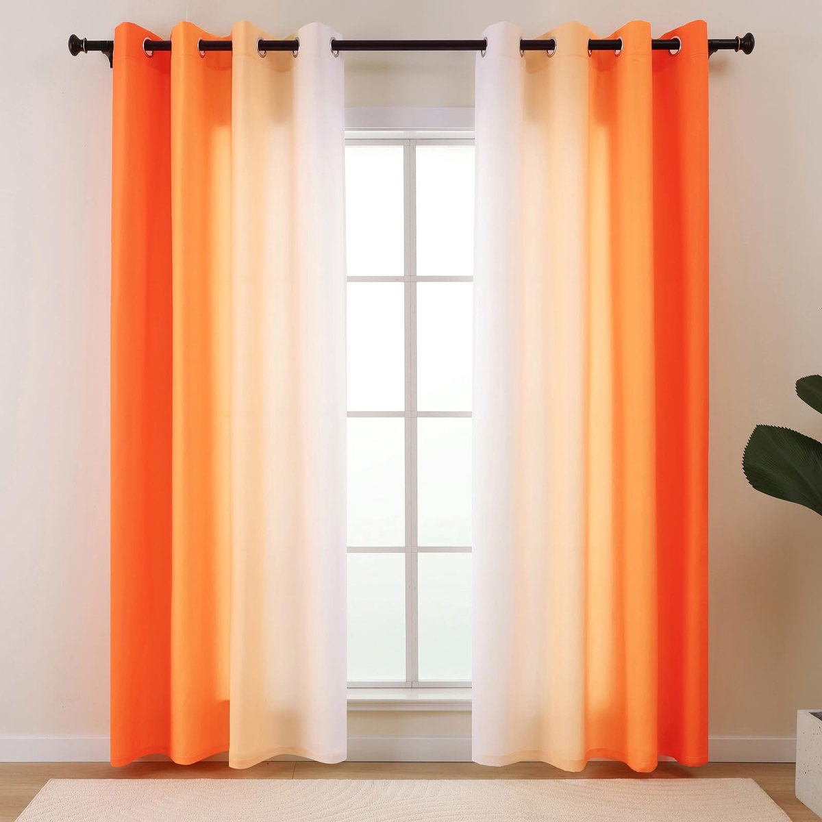 My Ninki ® Verfijnde Ombre Gordijnen met Ingestanste Ringen voor Moderne Interieurs, Set van 2, Verschillende Hoogtes, Lichtdoorlatend