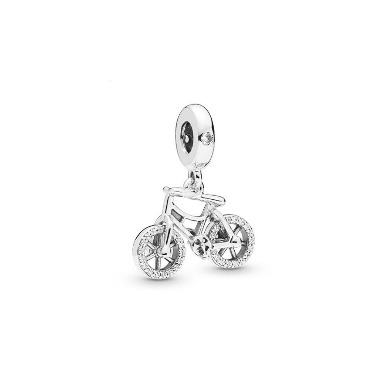 SportPresent®-Sportbedel - Wielrennen - Fietsen - Fiets - Sportbedel - Zirkonia - Strass - Hangbedel Charm - Zilver - 925 - Sport – Ketting - Bedelarmband -Kraal – Teamkado