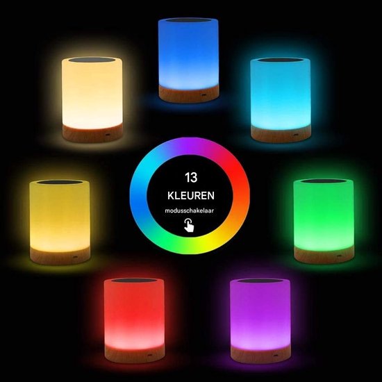 Bedlampje - LED-aanraaklamp - kleurveranderende RGB-lamp - sensor - USB-opladen - geschikt voor slaapkamer, woonkamer, kantoor van Merkloos — afbeelding 5