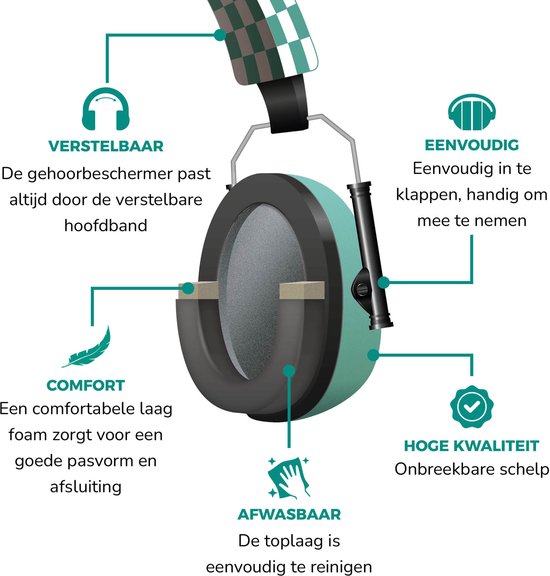 Alecto Gehoorbescherming Kinderen - Dempt harde geluiden - Bescherming tegen harde muziek bij Carnaval - Verhoogd concentratie - BV-71 Oorkappen - Groen