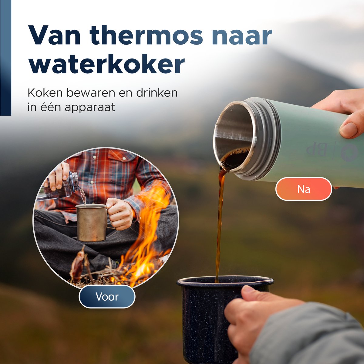BP® Draagbare Waterkoker - Mini Waterkoker - Kleine Waterkoker - Reis Waterkoker - Camping Waterkoker - Met Temperatuurregeling - Roestvrij Staal - Groen – foto 2