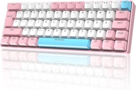 UK Layout 60% mechanisch gaming-toetsenbord, 62 toetsen, anti-ghosting, blauw, schakelaars, 14 RGB-achtergrondverlichting, gaming-toetsenbord met ABS-toetsen