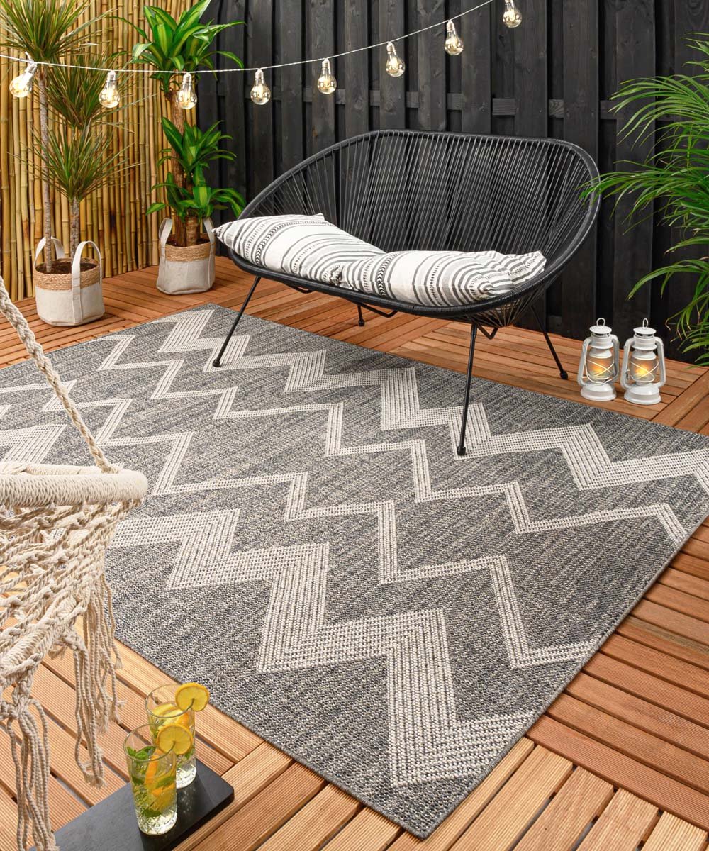 Balkonkleed zig zag Sunny - grijs 66x230 cm