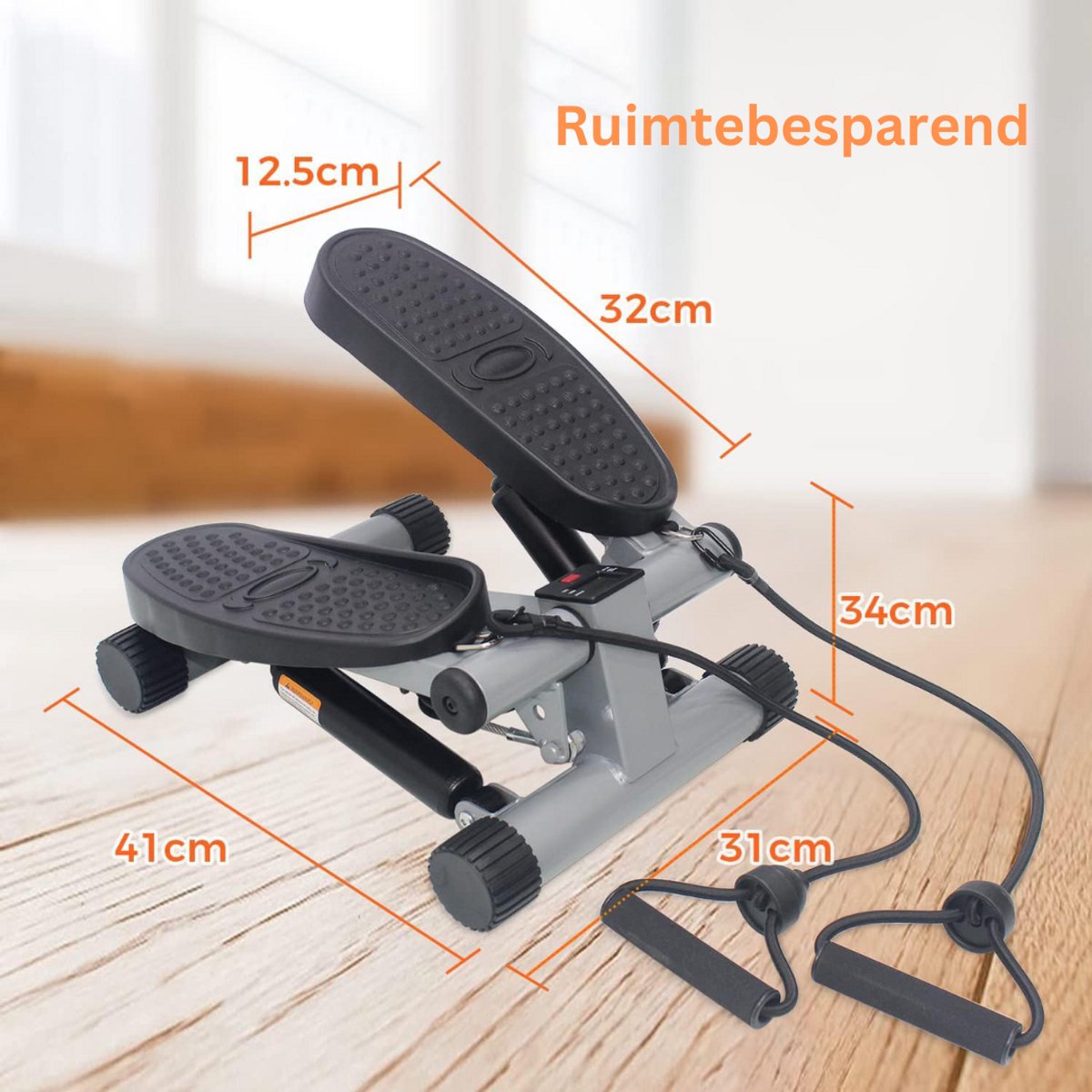 Afbeelding 2 van ApexArte® Stepper Fitness - Hometrainer - Crosstrainer Mini - Zilver Grijs