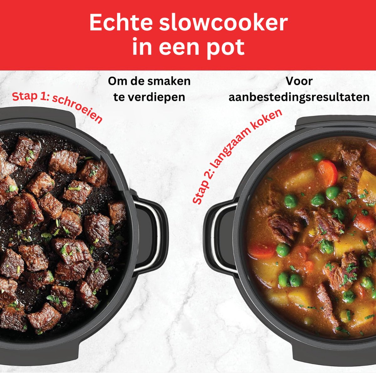 ApexArte® Slowcooker met Timer - Keramische Binnenpan - Hotpot - Zwart – foto 4