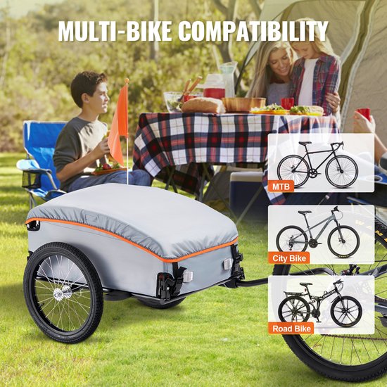 VEVOR fietskar 45kg draagvermogen transportkar opvouwbaar en compact op te bergen met universele koppeling waterdichte hoes 40cm wielen veilige reflectoren geschikt voor 558,8-711,2mm fietswielen van VEVOR — afbeelding 4