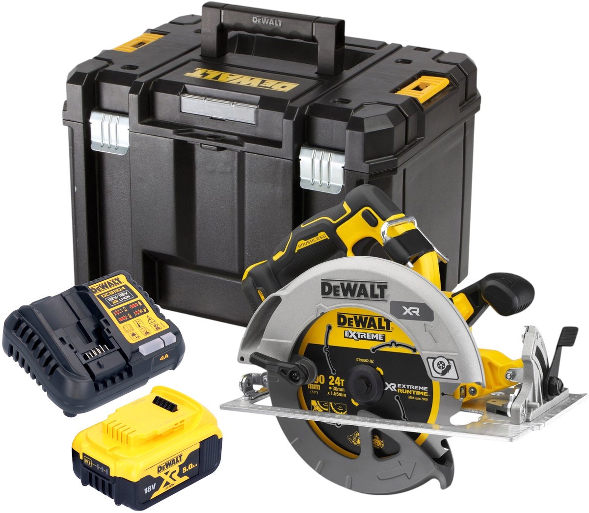 DeWalt DCS 573 P1T Accucirkelzaag 18 V 190 x 30 mm borstelloos + 1x accu 5.0 Ah + lader + TSTAK