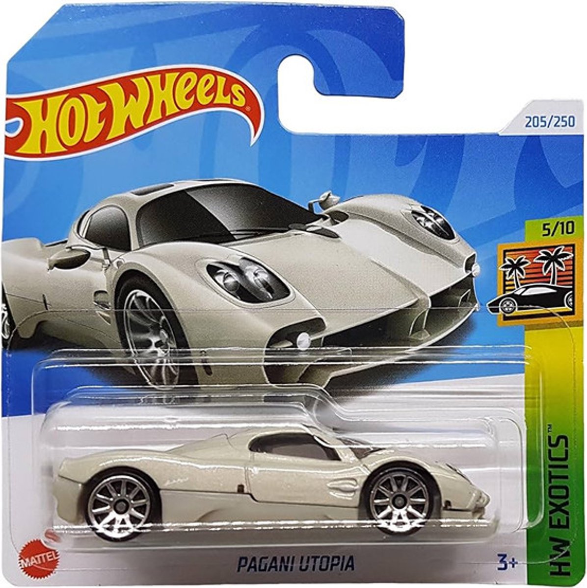 HOT WHEELS PAGANI UTOPIA HRY83-N521 SILVER GREY 205/250 1:64 HW EXOTICS 5/10 SHORT CARD